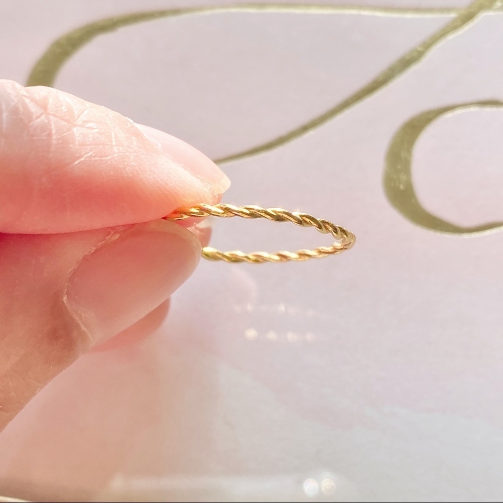 Dainty Twist Gold Plated 925 Simple Stacking Ring - Picture 3 of 6